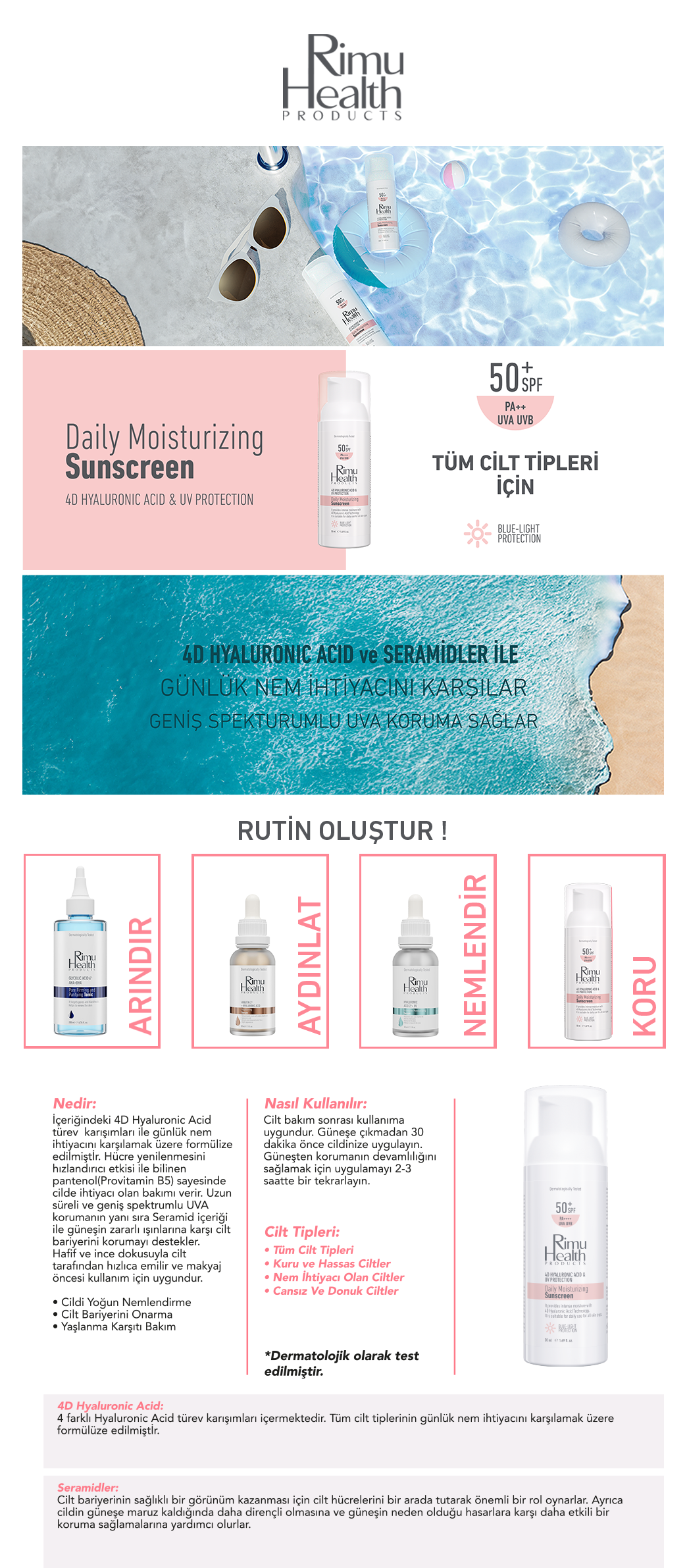 Tüm Cilt Tiplerine Uygun Yoğun Nemlendiricili Günlük Güneş Kremi 50 ml