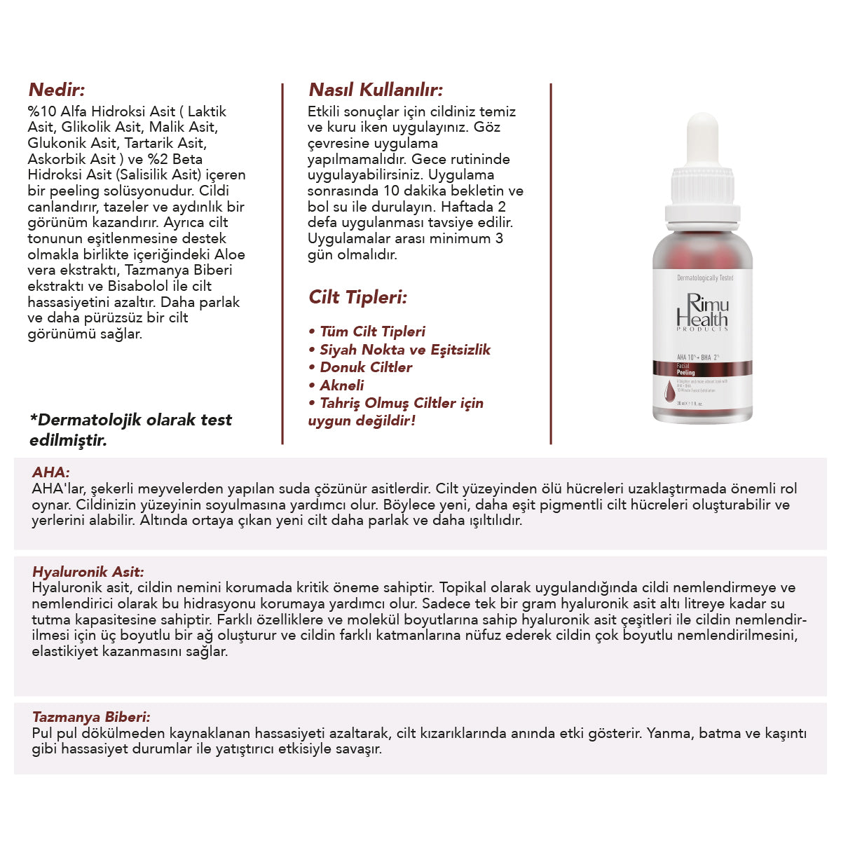 Canlandırıcı ve Cilt Tonu Eşitleyici Yüz Peeling Serum 30 ml